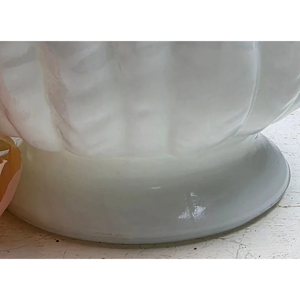 Vintage Randall Glass Co. Milk Glass Pedestal Planter Glossy White‎ Rope Texture